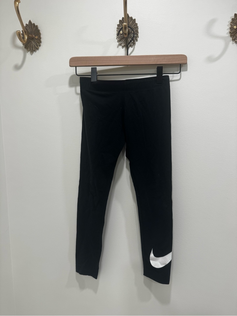 Nike Black Leggings with White Swoosh Accent